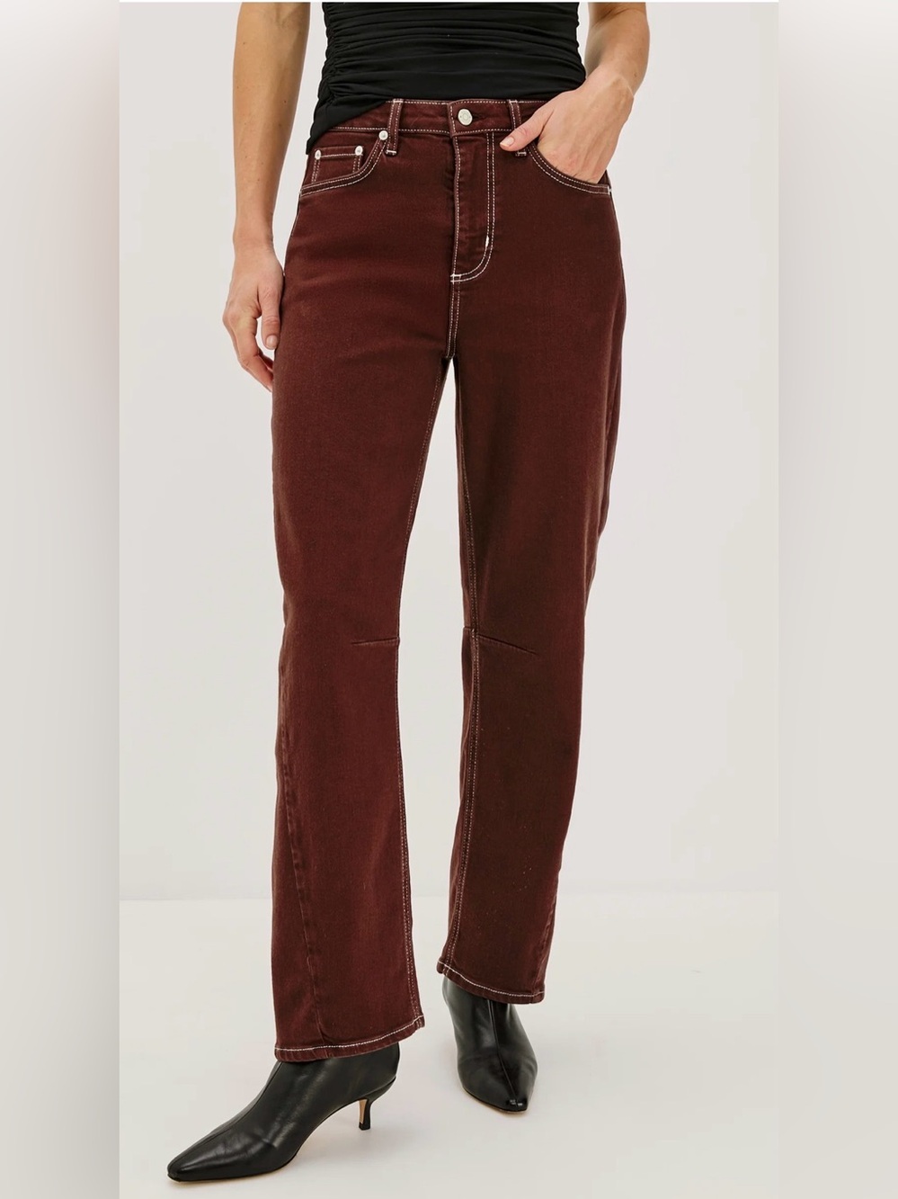 Rails Samo Barrel Leg Chocolate Contrast Stitch jeans